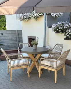 Set da pranzo da giardino 4 posti OLBIA con cuscini Cemento Beige