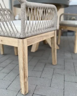Set da pranzo da giardino 4 posti OLBIA con cuscini Cemento Beige