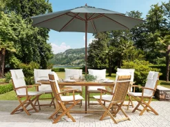 Set da pranzo da giardino 8 posti MAUI con Ombrellone Legno d'acacia Bianco sporco