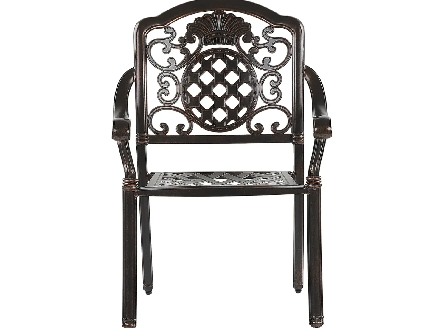 Set da pranzo da giardino 4 posti SALENTO con Ombrellone (16 opzioni) Metallo Marrone scuro