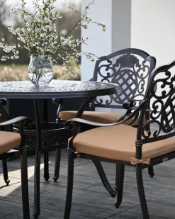 Set da pranzo da giardino 4 posti SALENTO con Ombrellone (16 opzioni) Metallo Marrone scuro
