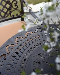 Set da pranzo da giardino 4 posti SALENTO con Ombrellone (16 opzioni) Metallo Marrone scuro