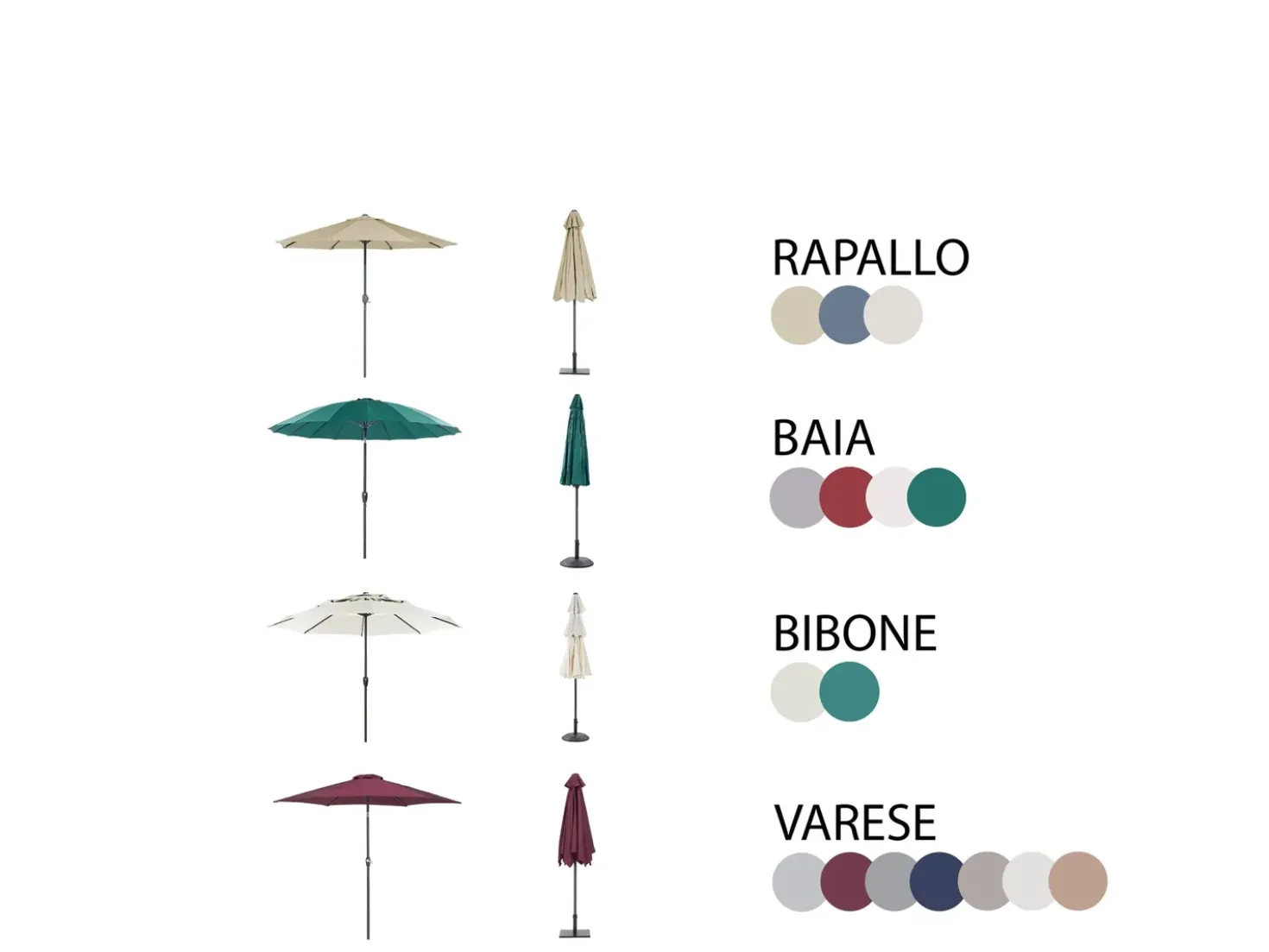 Set da pranzo da giardino 4 posti SALENTO con Ombrellone (16 opzioni) Metallo Marrone scuro