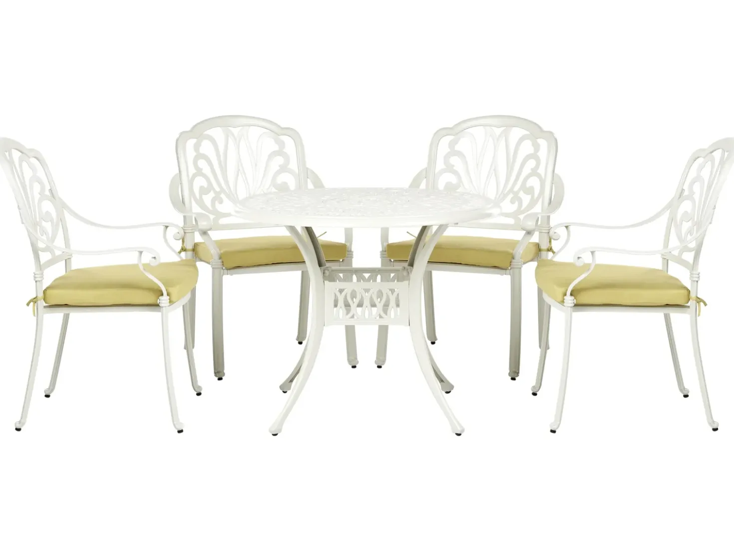 Set da pranzo da giardino 4 posti ANCONA con cuscini Metallo Bianco sporco