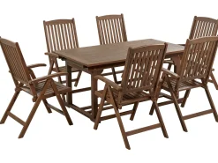Set da pranzo da giardino 6 posti AMANTEA Legno d'acacia Marrone scuro