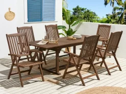 Set da pranzo da giardino 6 posti AMANTEA Legno d'acacia Marrone scuro