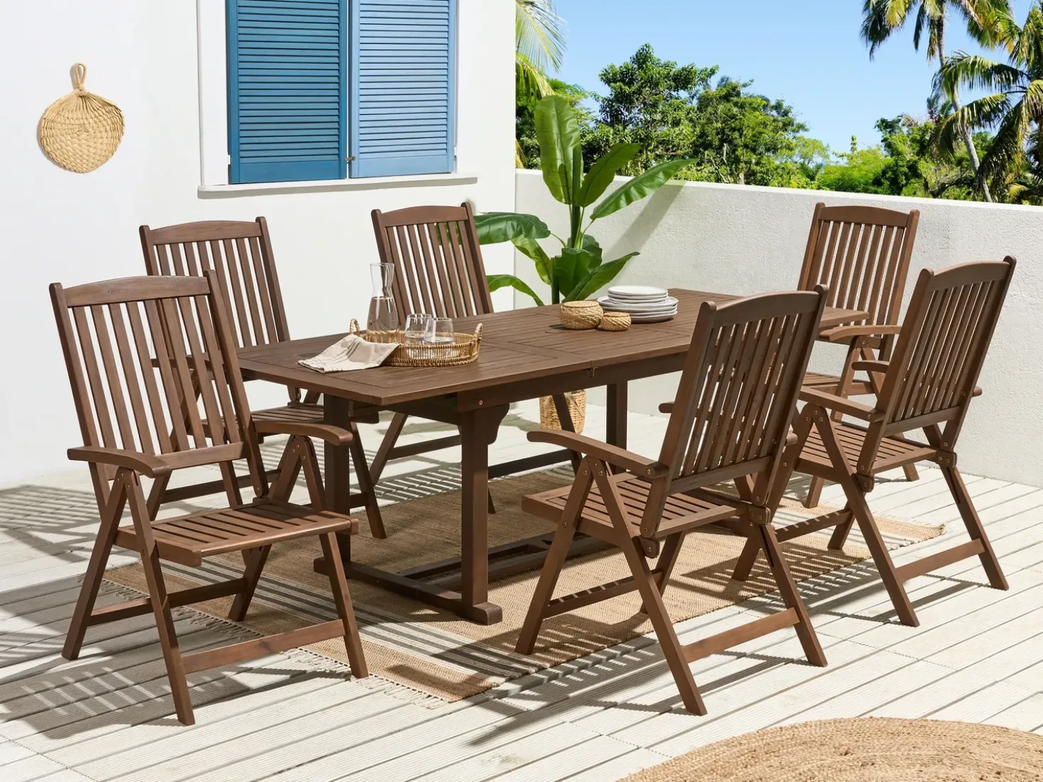 Set da pranzo da giardino 6 posti AMANTEA Legno d'acacia Marrone scuro