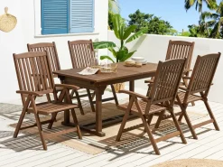 Set da pranzo da giardino 6 posti AMANTEA Legno d'acacia Marrone scuro