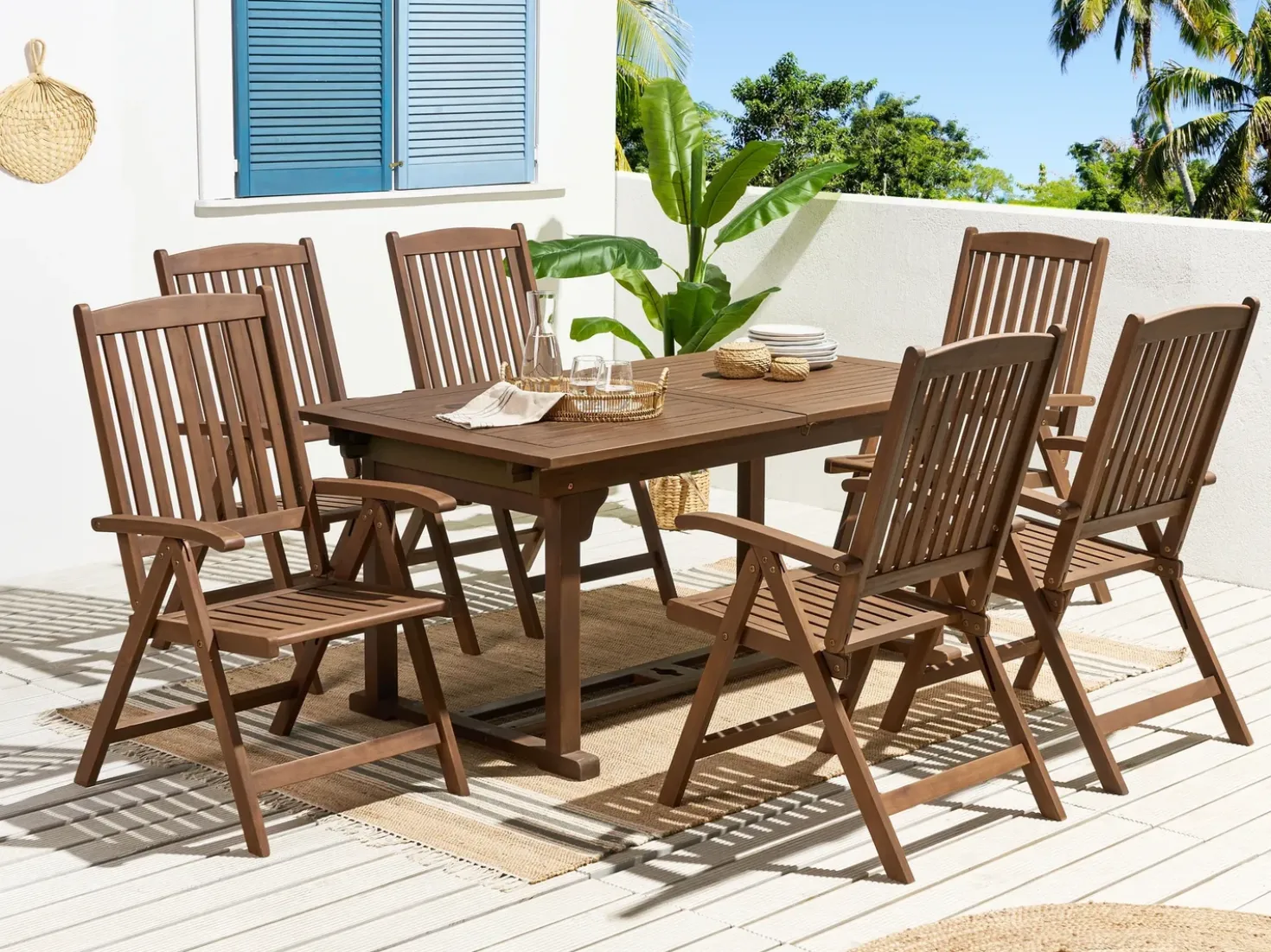 Set da pranzo da giardino 6 posti AMANTEA Legno d'acacia Marrone scuro