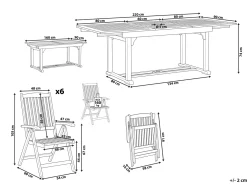 Set da pranzo da giardino 6 posti AMANTEA Legno d'acacia Marrone scuro