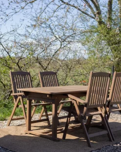 Set da pranzo da giardino 6 posti AMANTEA Legno d'acacia Marrone scuro