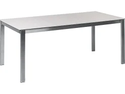 Set da pranzo da giardino 6 posti COSOLETO/GROSSETO Vetro temperato Effetto marmo Bianco/Beige