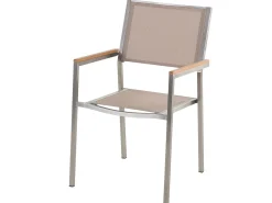 Set da pranzo da giardino 6 posti COSOLETO/GROSSETO Vetro temperato Effetto marmo Bianco/Beige