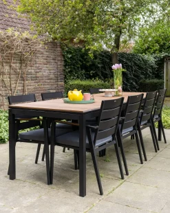 Set da pranzo da giardino 8 posti VALCANETTO/TAVIANO con cuscini Metallo Nero
