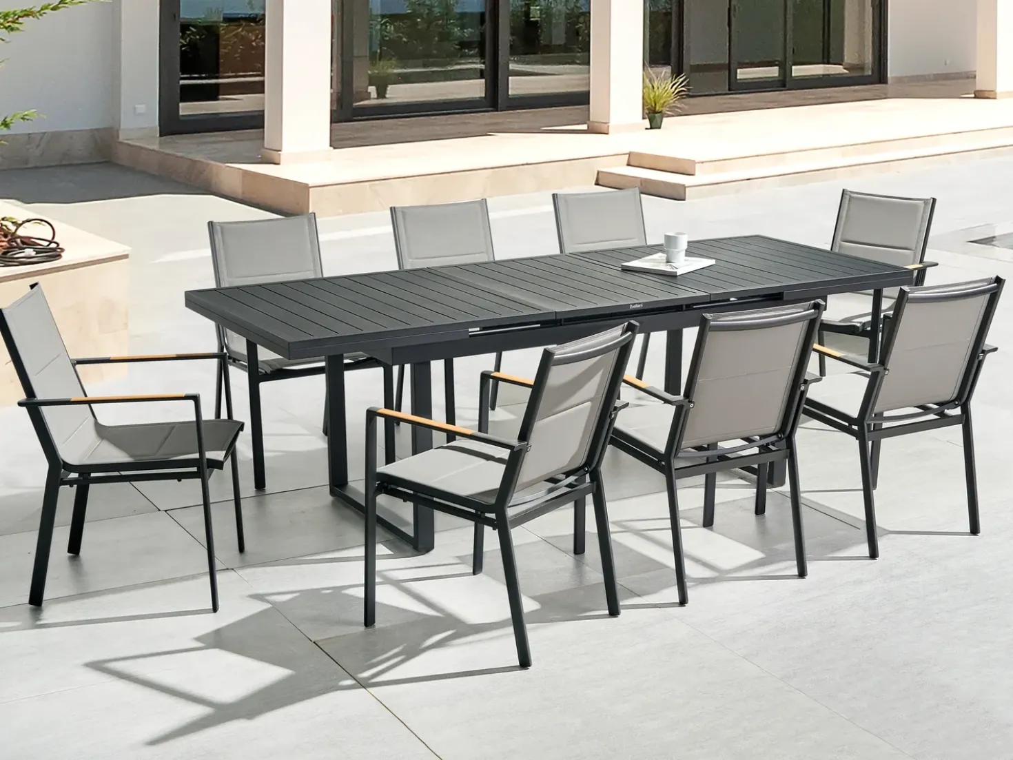 Set da pranzo da giardino 8 posti VALCANETTO/BUSSETO Metallo Nero