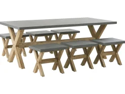 Set da pranzo da giardino con sgabelli 6 posti OLBIA Cemento Grigio
