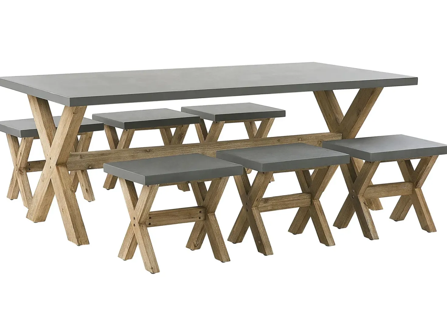 Set da pranzo da giardino con sgabelli 6 posti OLBIA Cemento Grigio