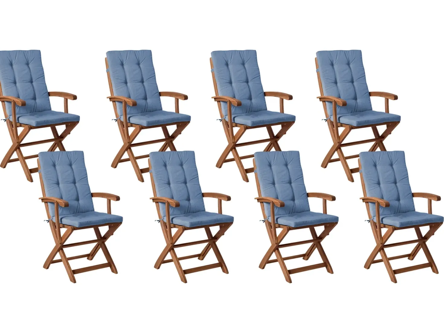 Set da pranzo da giardino 8 posti MAUI PREMIUM Legno d'acacia Blu