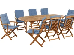 Set da pranzo da giardino 8 posti MAUI PREMIUM Legno d'acacia Blu