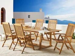 Set da pranzo da giardino 6 posti JAVA Legno d'acacia Marrone chiaro