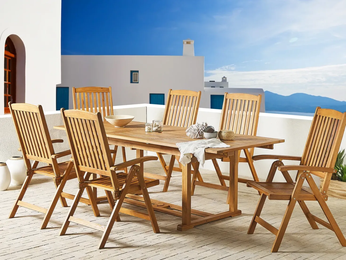 Set da pranzo da giardino 6 posti JAVA Legno d'acacia Marrone chiaro