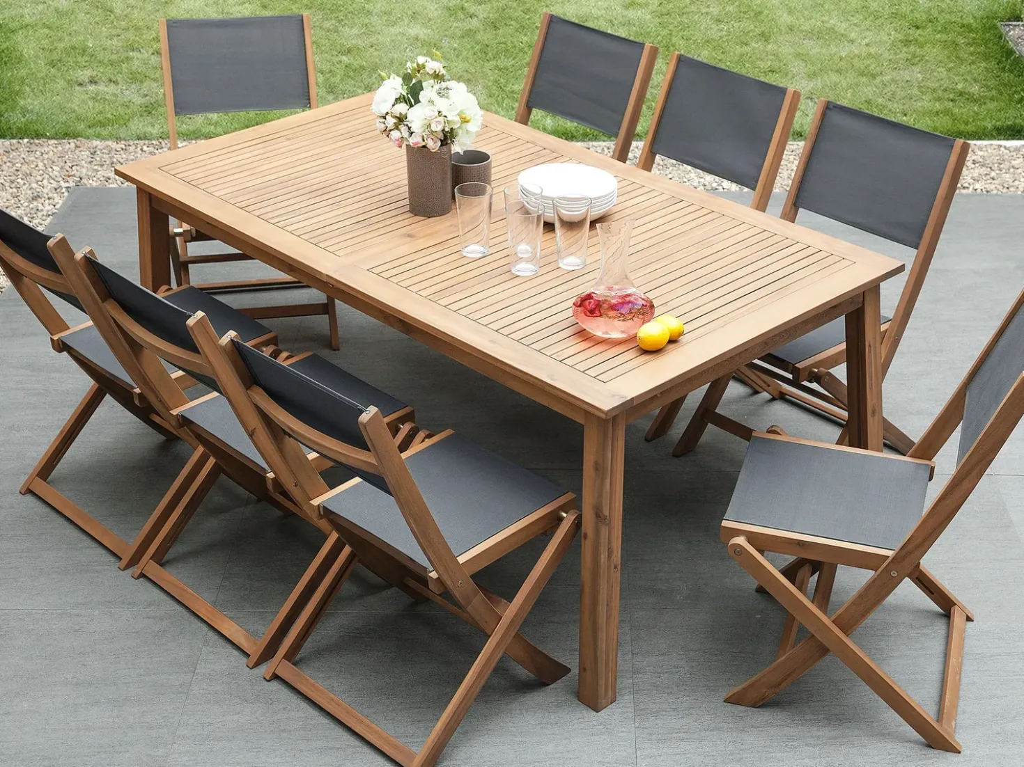 Set da pranzo da giardino 8 posti CESANA Legno d'acacia Marrone chiaro
