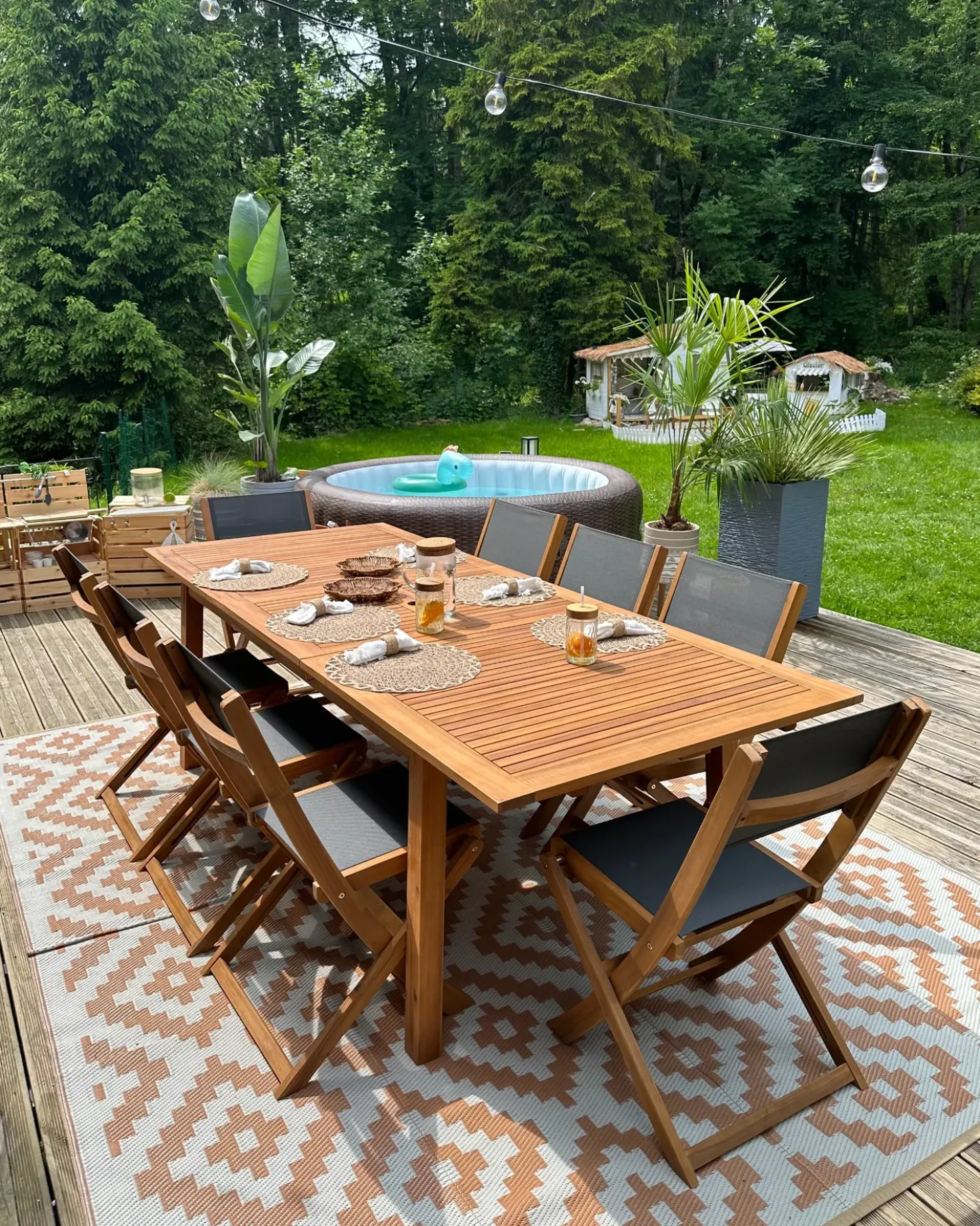 Set da pranzo da giardino 8 posti CESANA Legno d'acacia Marrone chiaro