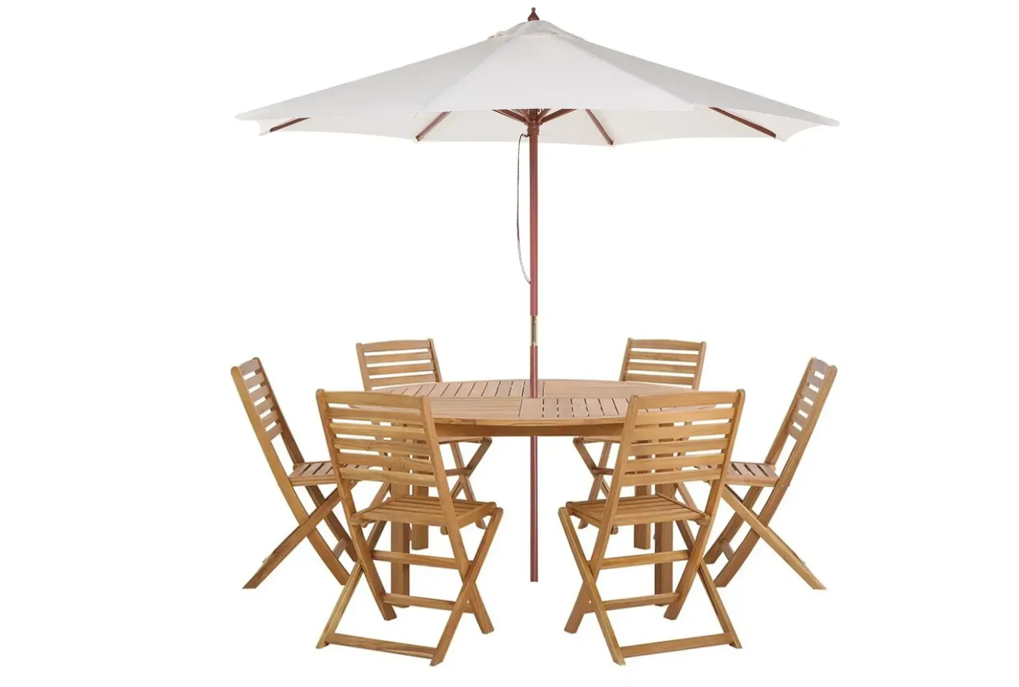 Set da pranzo da giardino 6 posti TOLVE con Ombrellone (12 opzioni) Legno d'acacia Marrone