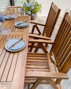Set da pranzo da giardino 6 posti JAVA con Ombrellone (12 opzioni) Legno d'acacia Marrone chiaro