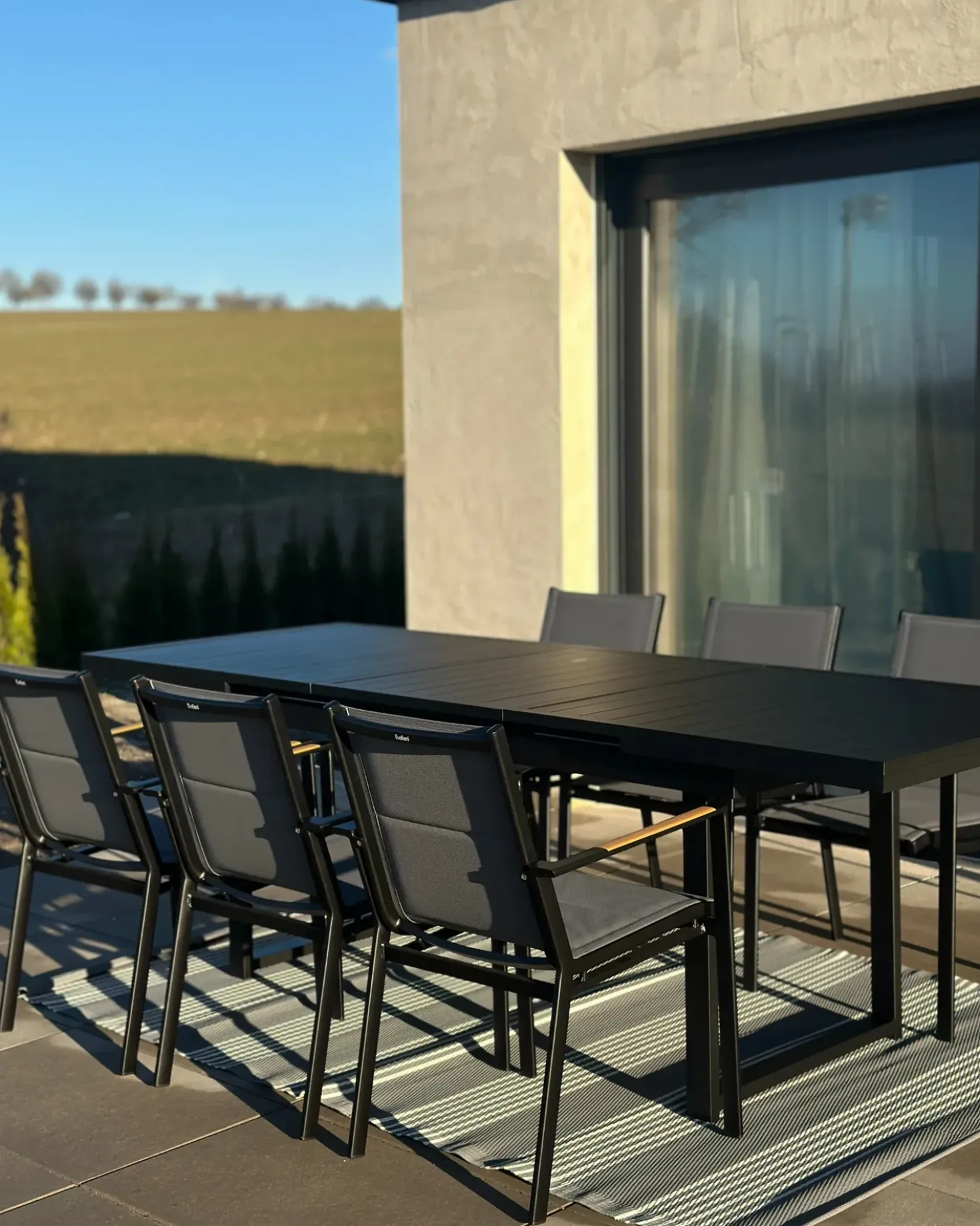 Set da pranzo da giardino 6 posti VALCANETTO/BUSSETO Metallo Nero
