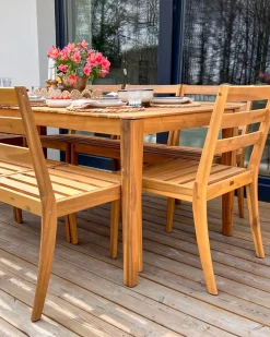 Set da pranzo da giardino 8 posti CHIOGGIA Legno di acacia certificato Marrone chiaro