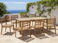 Set da pranzo da giardino 8 posti CHIOGGIA Legno di acacia certificato Marrone chiaro