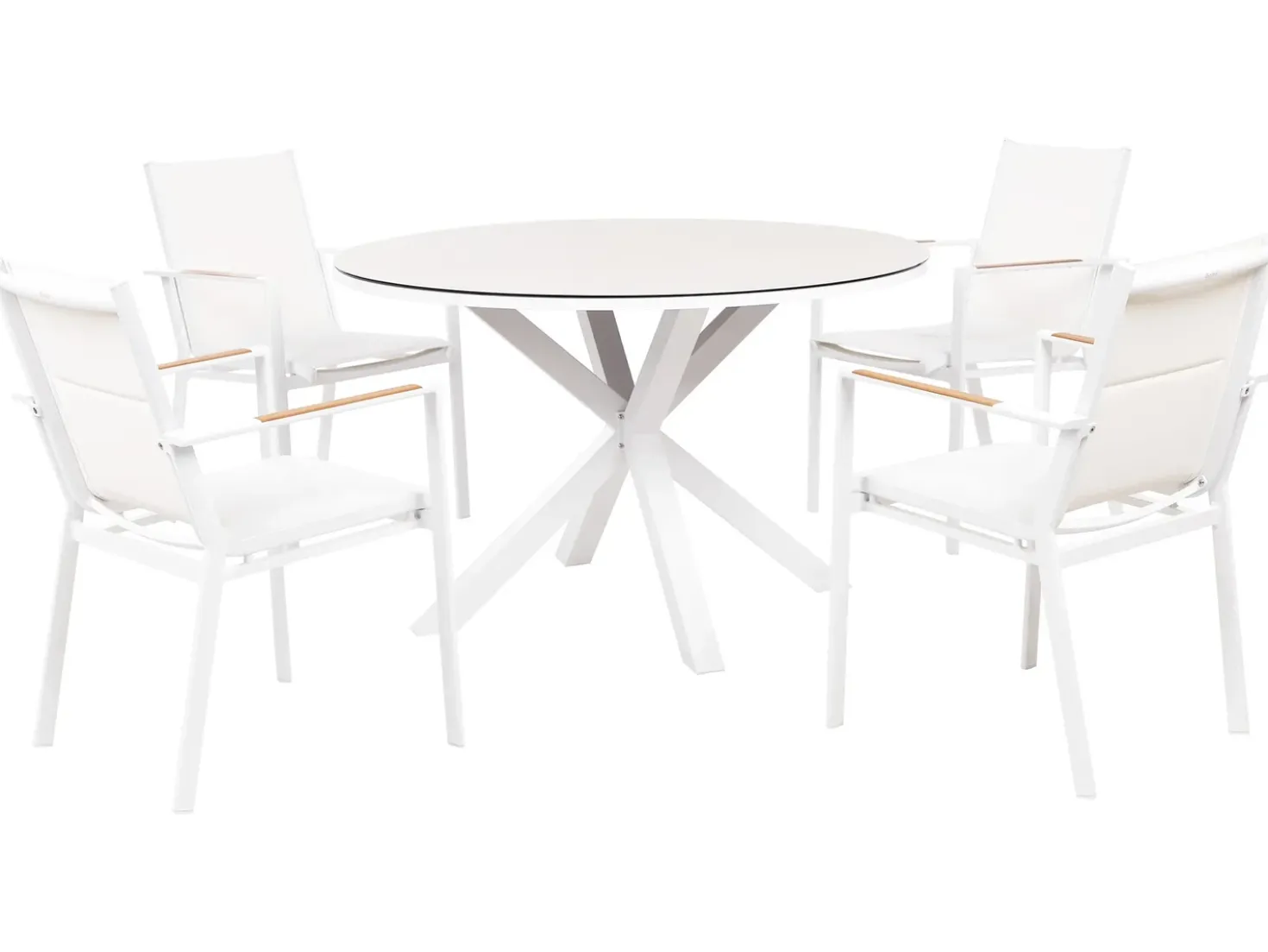 Set da pranzo da giardino 4 posti MALETTO/BUSSETO Metallo Bianco