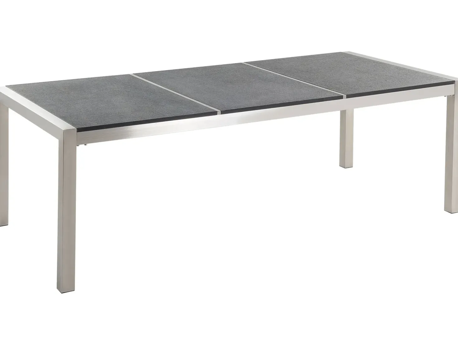 Set da pranzo da giardino 8 posti GROSSETO Piastra tripla Granito Lucido Grigio/Beige