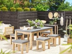 Set da pranzo da giardino con sgabelli 6 posti OSTUNI Cemento Grigio