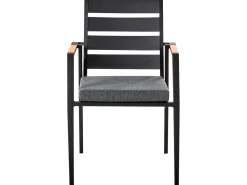 Set da pranzo da giardino 4 posti MALETTO/TAVIANO con cuscini Metallo Grigio/Nero