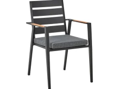 Set da pranzo da giardino 4 posti MALETTO/TAVIANO con cuscini Metallo Grigio/Nero