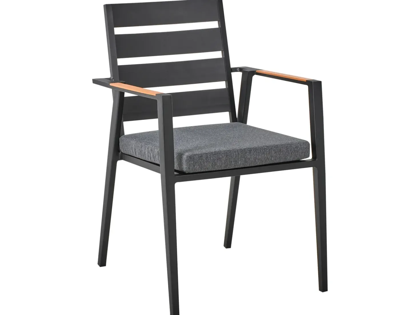 Set da pranzo da giardino 4 posti MALETTO/TAVIANO con cuscini Metallo Grigio/Nero