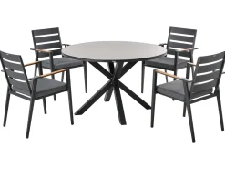 Set da pranzo da giardino 4 posti MALETTO/TAVIANO con cuscini Metallo Grigio/Nero