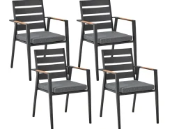 Set da pranzo da giardino 4 posti MALETTO/TAVIANO con cuscini Metallo Grigio/Nero