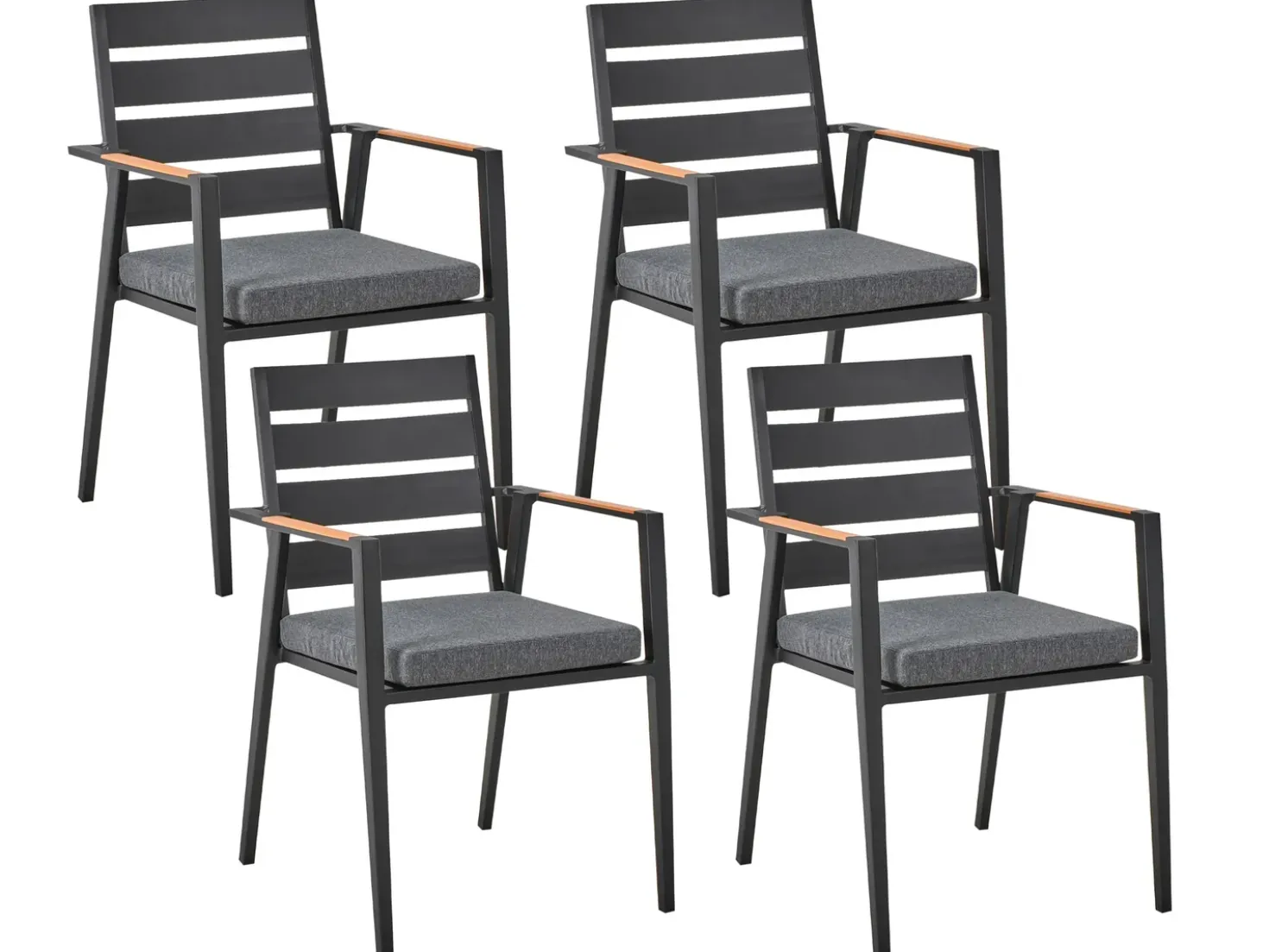 Set da pranzo da giardino 4 posti MALETTO/TAVIANO con cuscini Metallo Grigio/Nero