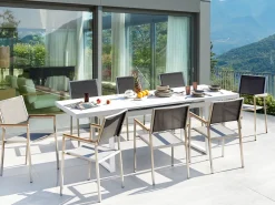 Set da pranzo da giardino 8 posti VALCANETTO/GROSSETO Metallo Grigio/Bianco