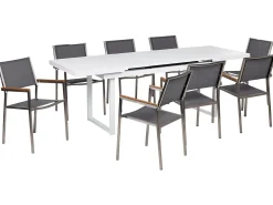 Set da pranzo da giardino 8 posti VALCANETTO/GROSSETO Metallo Grigio/Bianco