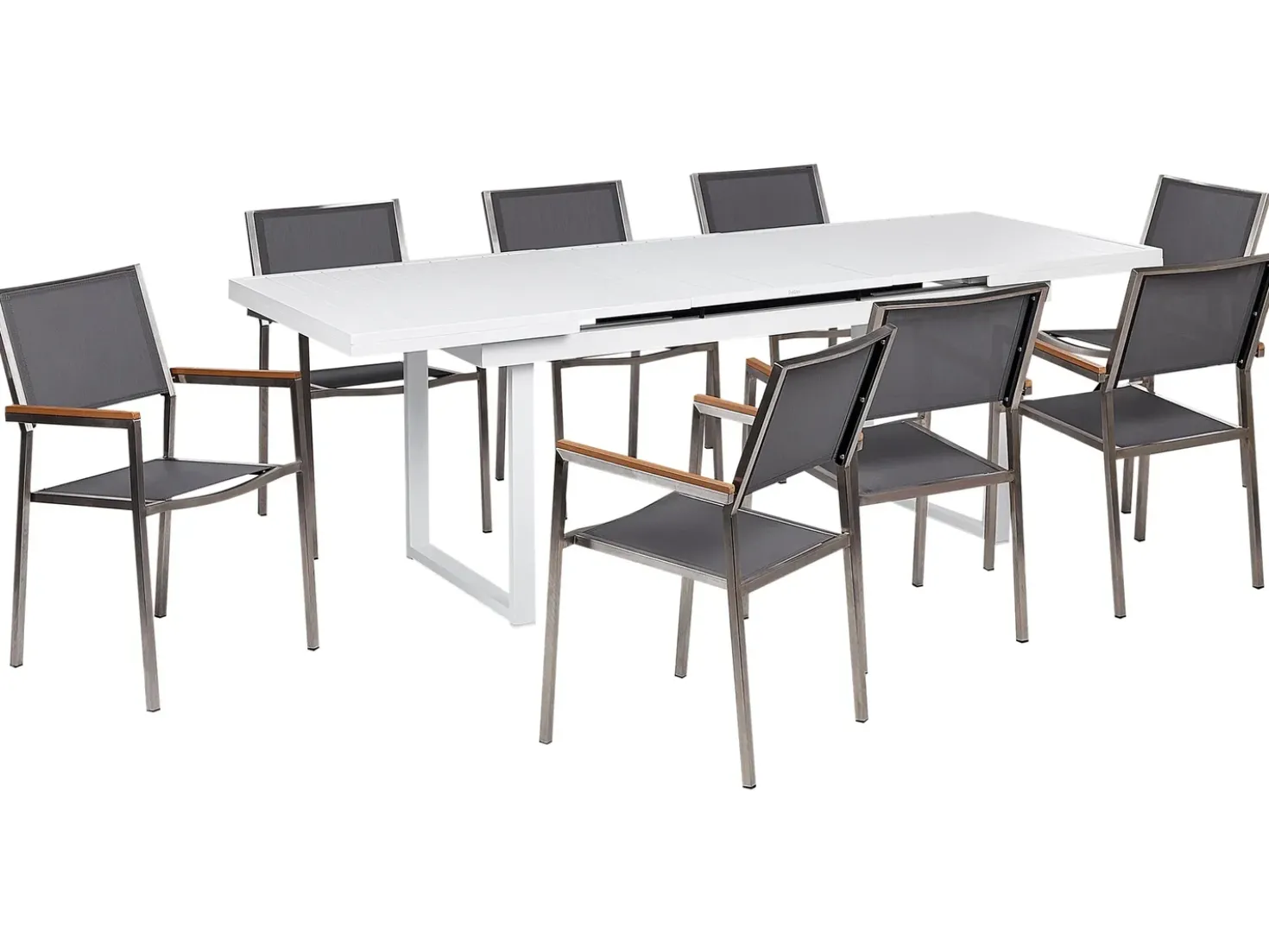 Set da pranzo da giardino 8 posti VALCANETTO/GROSSETO Metallo Grigio/Bianco
