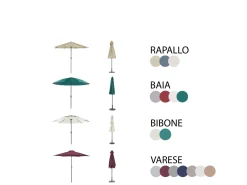 Set da pranzo da giardino 4 posti SAPRI con Ombrellone (16 opzioni) Metallo Marrone scuro