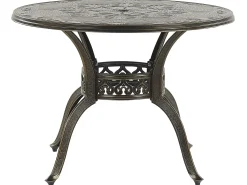 Set da pranzo da giardino 4 posti SAPRI con Ombrellone (16 opzioni) Metallo Marrone scuro