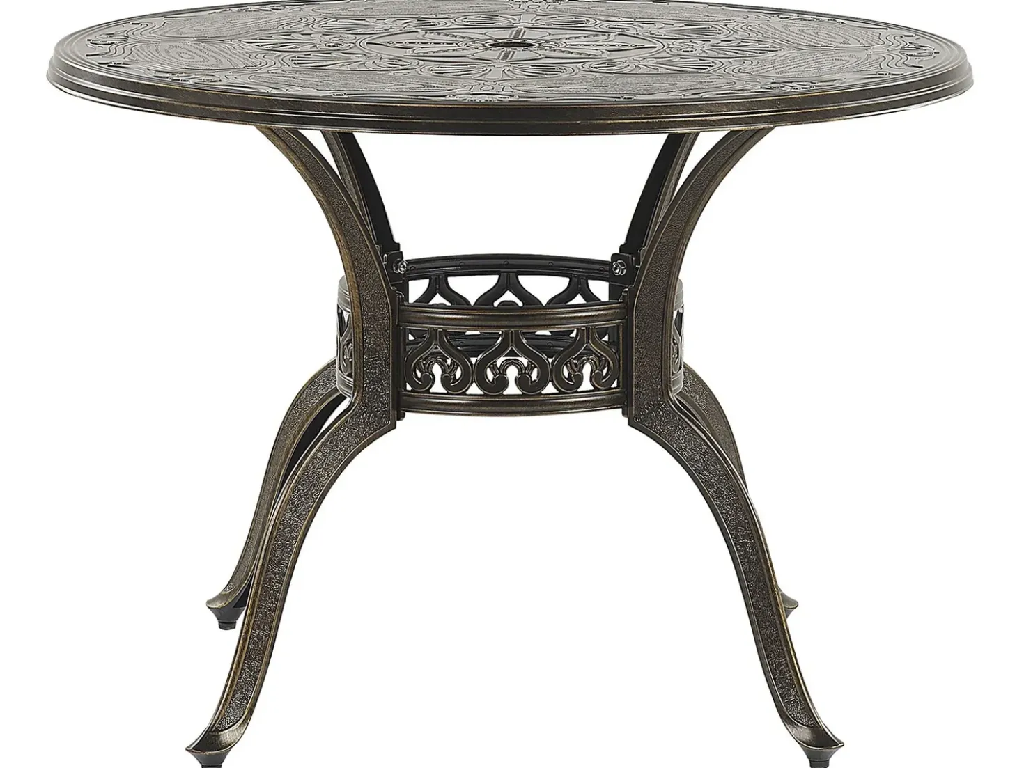 Set da pranzo da giardino 4 posti SAPRI con Ombrellone (16 opzioni) Metallo Marrone scuro