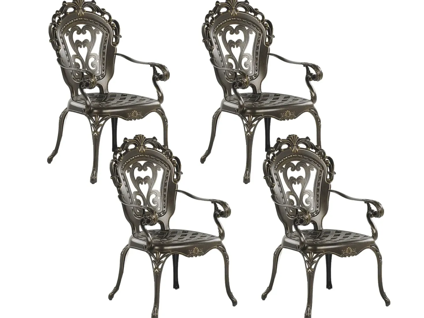 Set da pranzo da giardino 4 posti SAPRI con Ombrellone (16 opzioni) Metallo Marrone scuro