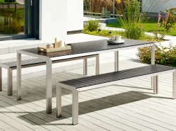 Set da pranzo da giardino con panche 6 posti NARDO Nero/Argento