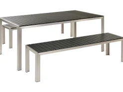 Set da pranzo da giardino con panche 6 posti NARDO Nero/Argento